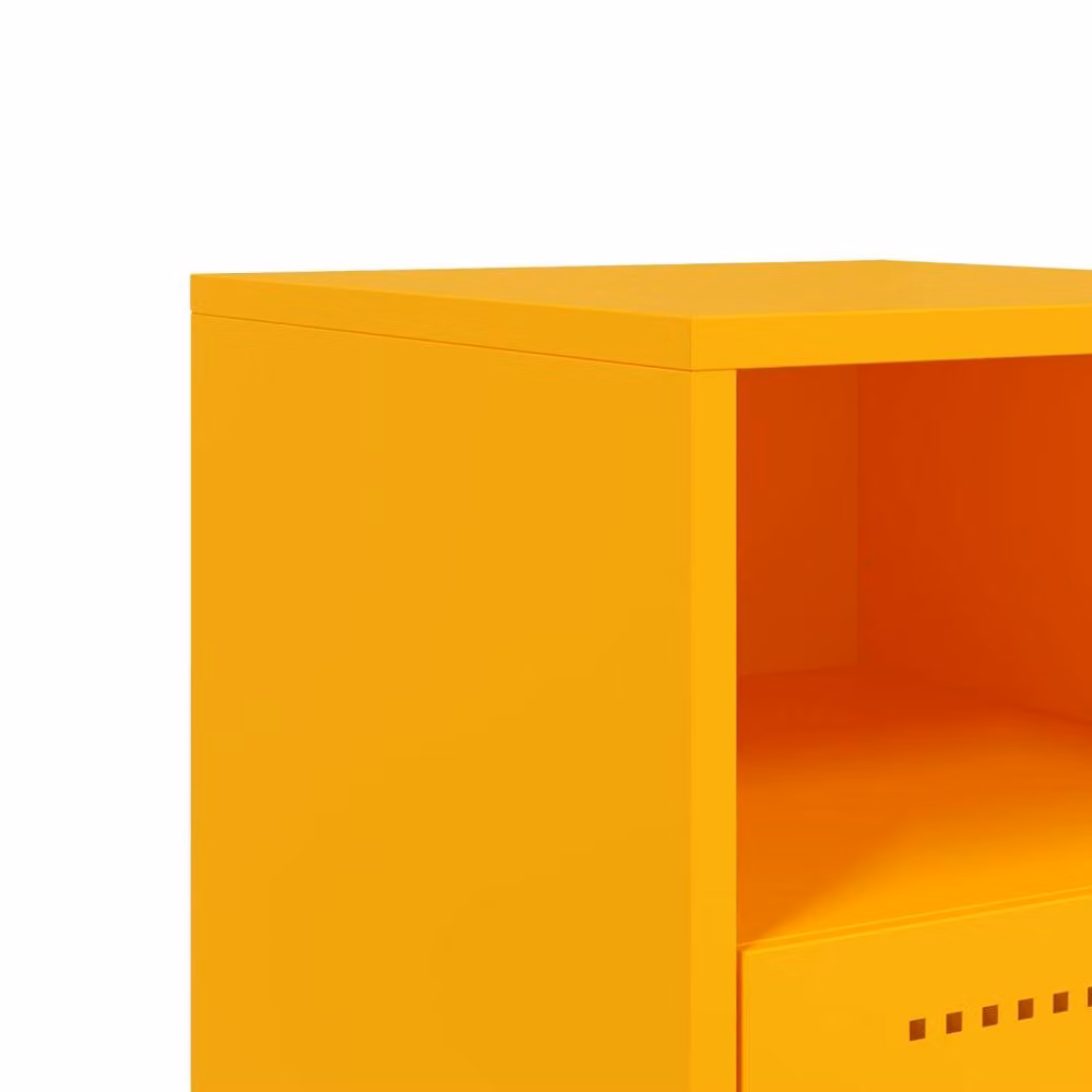 Berkfield Home Durable Metal Bedside Cabinets, 2 Pack, Yellow, W: 36 cm, D: 39 cm, H: 60.5 cm – 3