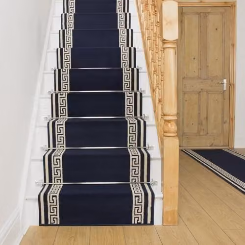 runrug Soft and Durable Stair Runner Carpet in Blue, W: 80 cm, L: 690 cm