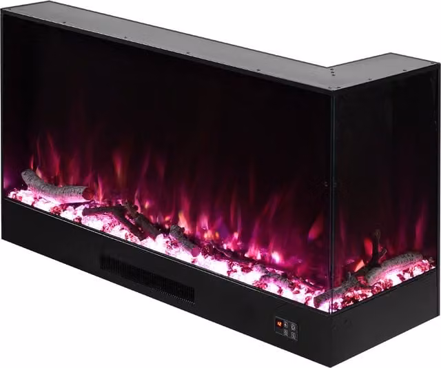 Lifeideas Metal L-Frame Recessed Electric Fireplace in Black