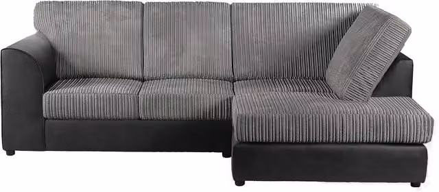 Luxor Living Grey Jumbo Cord 4 Seater Right Hand Facing Corner Sofa with Full Back and Scatter Cushions