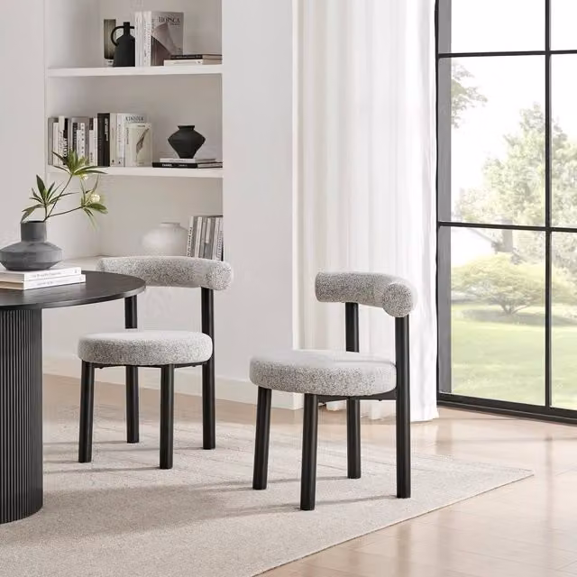 FurnitureboxUK Set of 2 Isola Grey Fabric Dining Chairs with Black Legs – 1