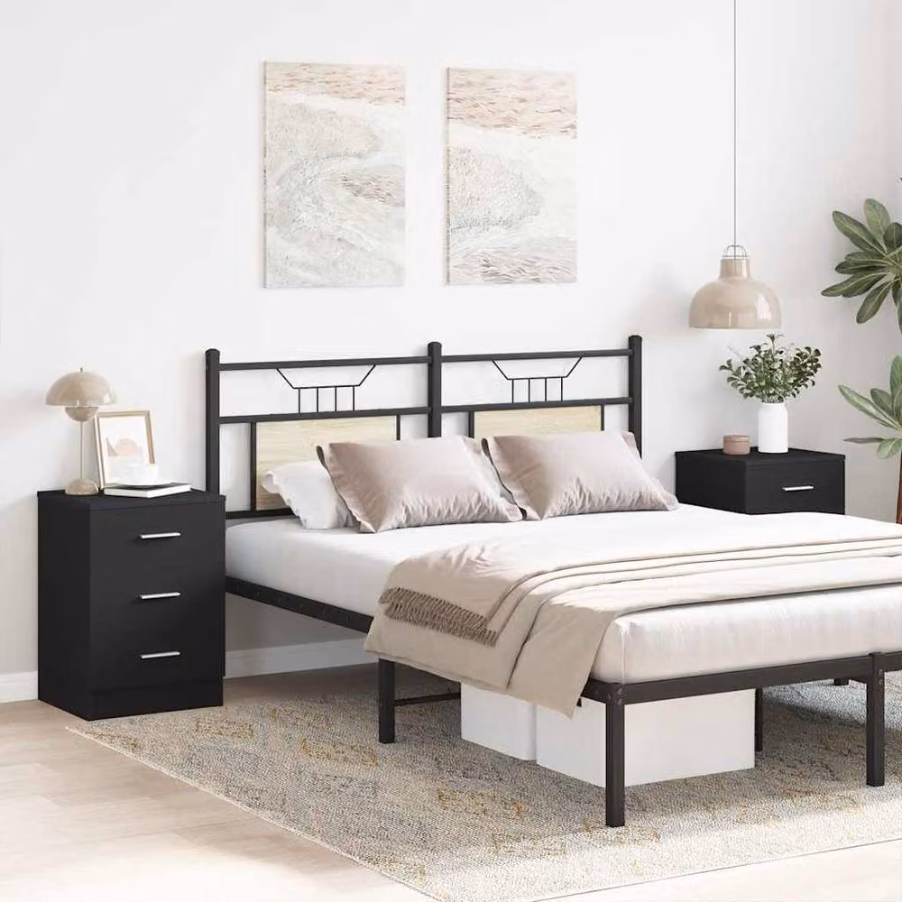 Berkfield Home Elegant Bedside Cabinets, 2 Piece Set in Black, W/D/H: 38 x 35 x 56 cm – 2