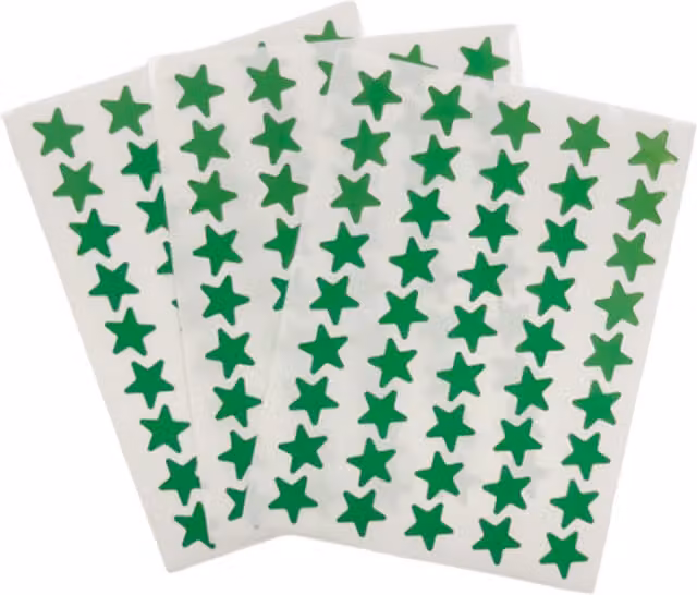 Janrax Pack of 135 Green Self-Adhesive Plastic Foil Stars, 15mm