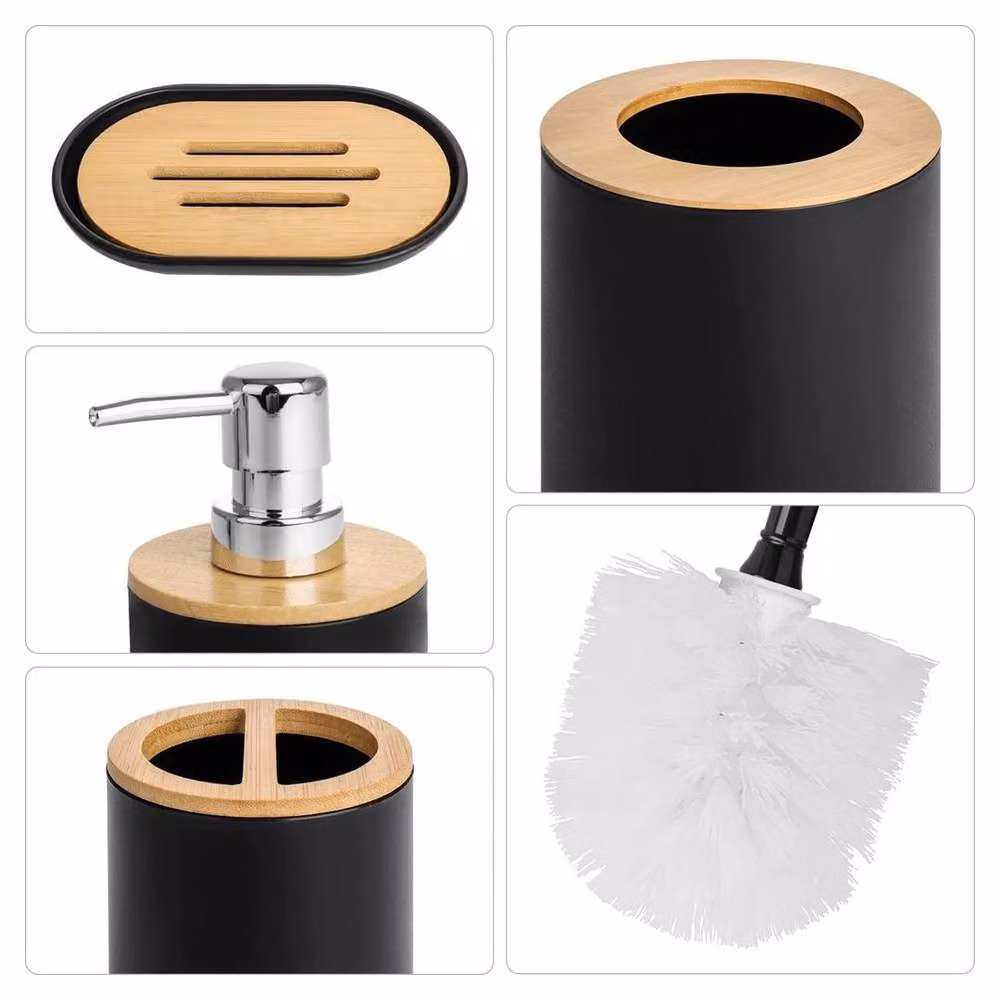 Kelvenix 6-Piece Black Plastic Freestanding Bathroom Set – 5