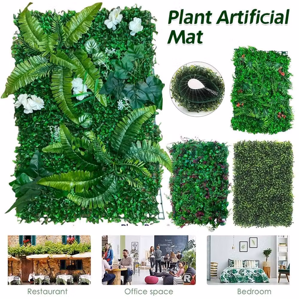 NESTLUNE Style3 Artificial Flower Wall Panels in Green, W: 100 cm, H: 100 cm – 4