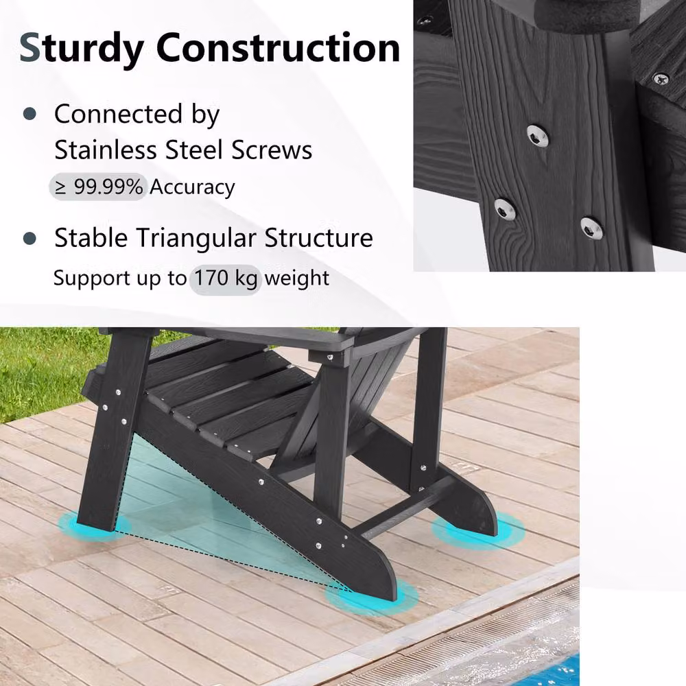 Costway Outdoor Adirondack High Backrest Firepit Armchair in Black – 7