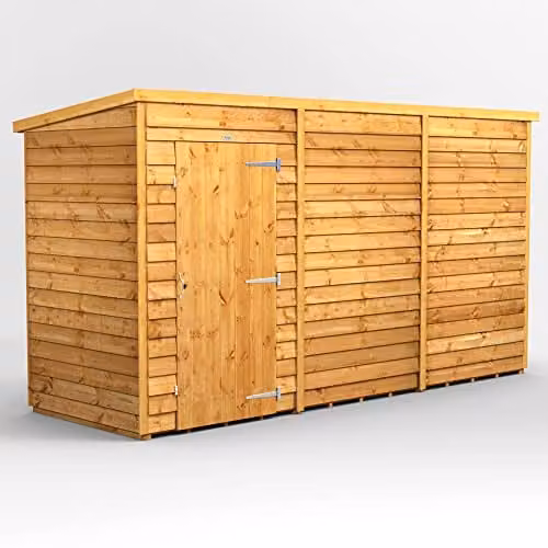 Powersheds Premium Pent Overlap Wooden Shed in Brown, Windowless, 10 mm Extra Thick Timber – 1