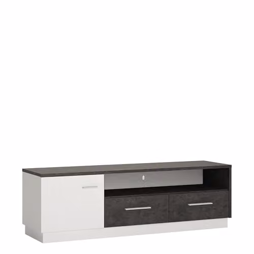 Furniture To Go Zingaro Modern Wide TV Cabinet with 1 Door and 2 Soft-Close Drawers in Grey and White