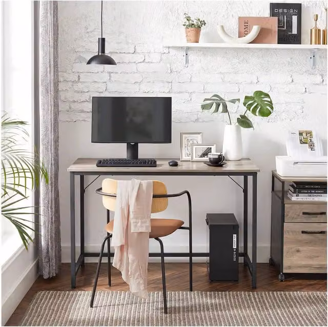 VASAGLE Minimalist Computer Office Desk, Brown, W/D/H: 120 x 60 x 75 cm