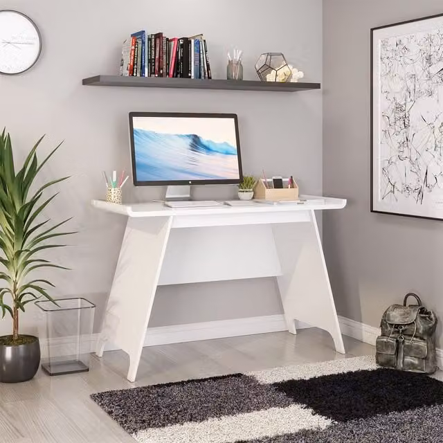 Teknik Office Towson Trestle Writing Desk in White