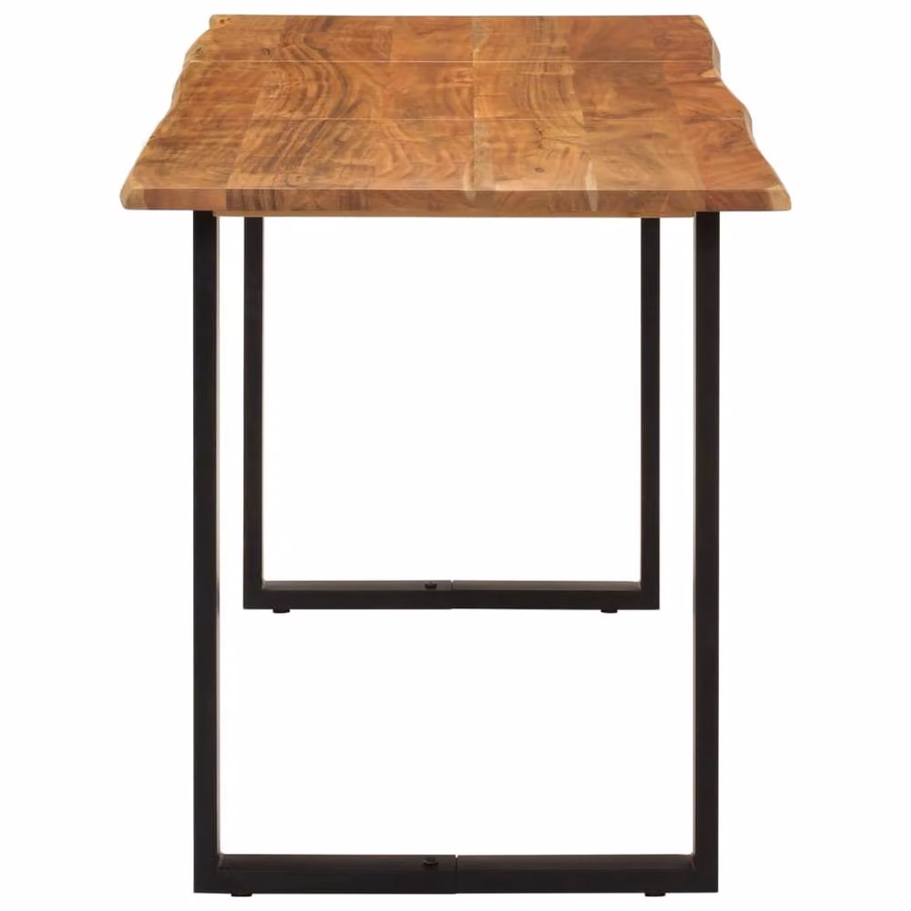 Berkfield Home Brown Solid Acacia Wood Live Edge Dining Table, W/D/H: 140 x 70 x 76 cm – 2