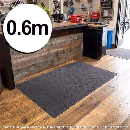 Oseasons Heavy Duty Non-Slip Industrial Floor Mat with Diamond Plate Design, Grey or Black, W: 120 cm, D: 60 cm, H: 2.1 cm – 3