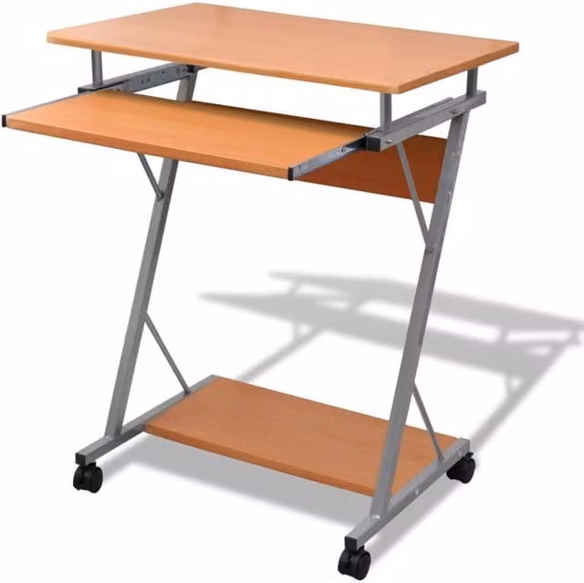 Berkfield Home Modern Compact Computer Desk in Brown with Pull-out Keyboard Tray