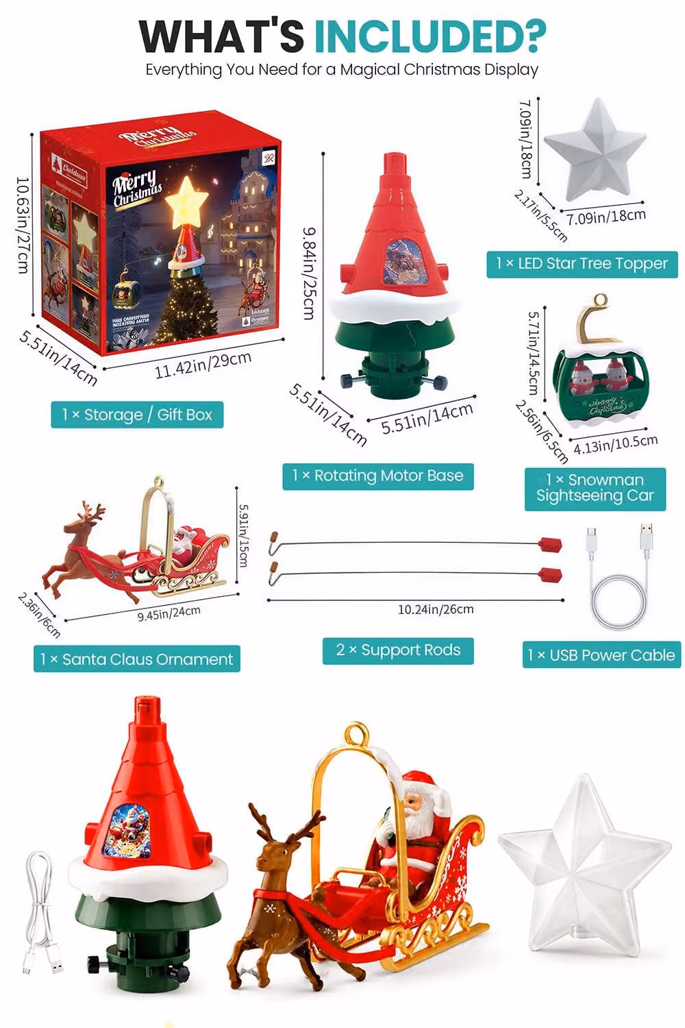 Neel Blue Animated Christmas Tree Topper with Rotating LED Star Light – 2