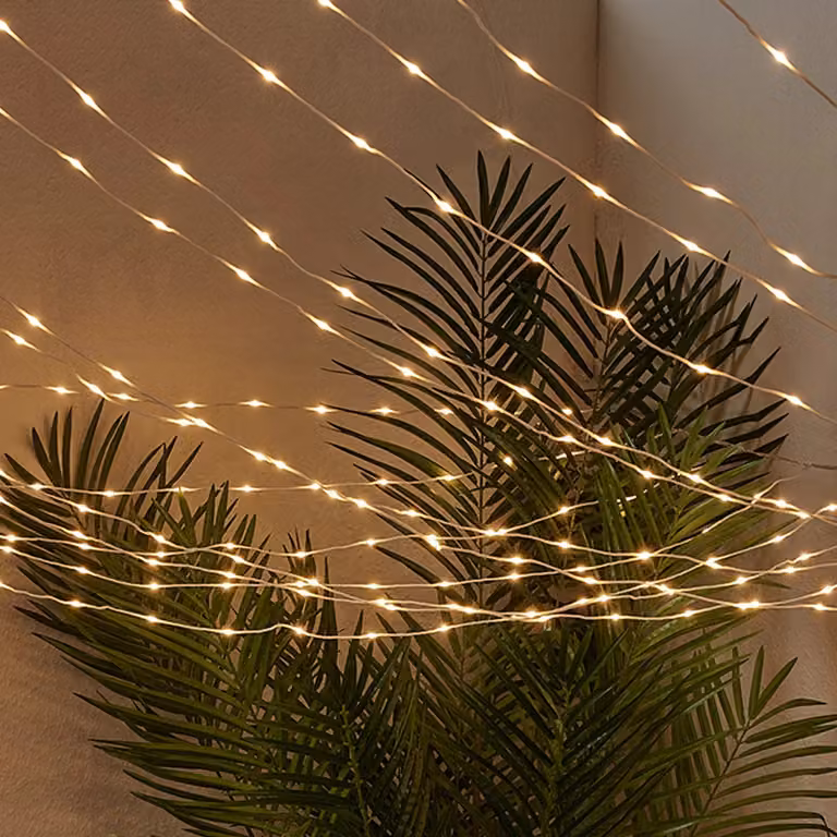 Lights4fun 250 LED Connectable Canopy Curtain Lights in White and Multicolour
