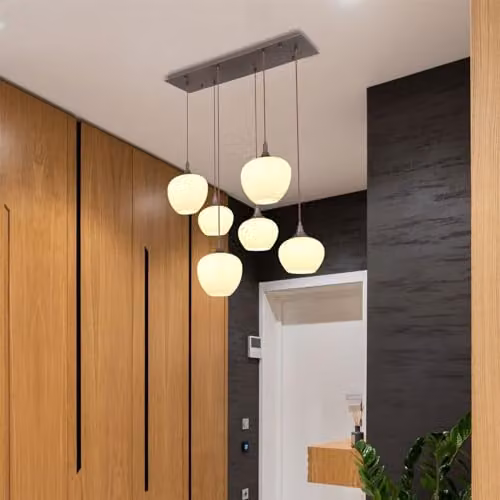Netlighting Maxy Cluster Modern Pendant Light with 6 Brown Opal Glass Shades, W/D/H: 86 x 86 x 120 cm – 2