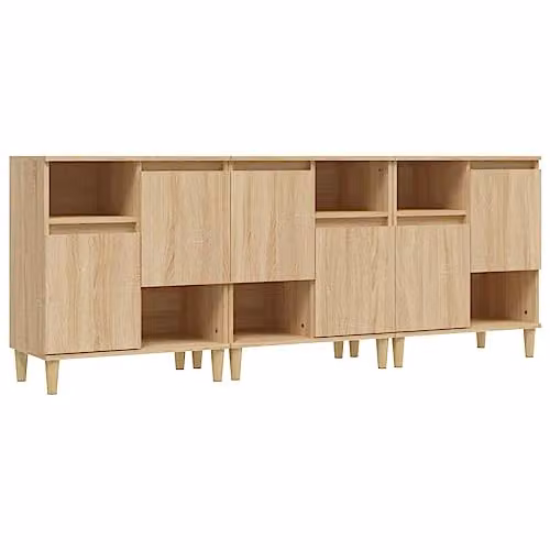 vidaXL Set of 3 Sideboards in Brown Sonoma Oak, Engineered Wood, W/D/H: 60 x 35 x 70 cm