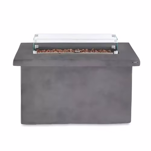 Tower Large Magna Rectangular Gas Fire Pit Fire Table, Magnesium Oxide, Grey, W: 108.5 cm, D: 60 cm, H: 51.49 cm