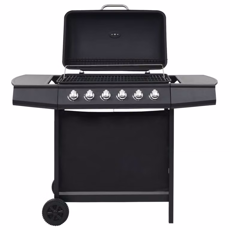 Berkfield Home Gas BBQ Grill with 6 Cooking Zones in Black Steel