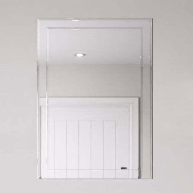 Bathwell Rectangular Bevelled Modern Wall Mirror in Silver