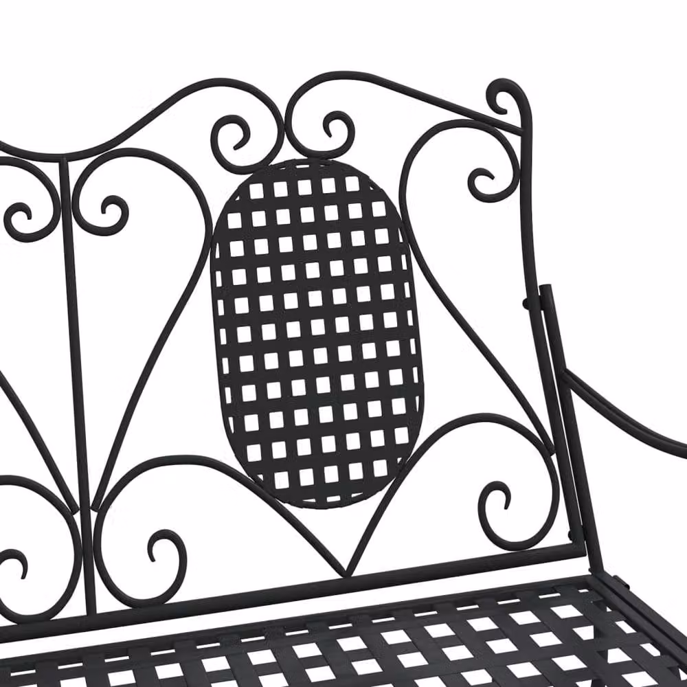 Berkfield Home 2-Seater Classic Metal Rocking Garden Bench in Black Steel, Width: 113 cm – 4