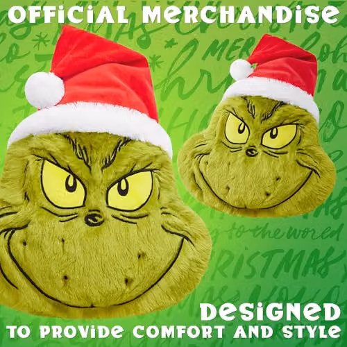 Carbotex The Grinch 3D Plush Round Cushion in Green – 3