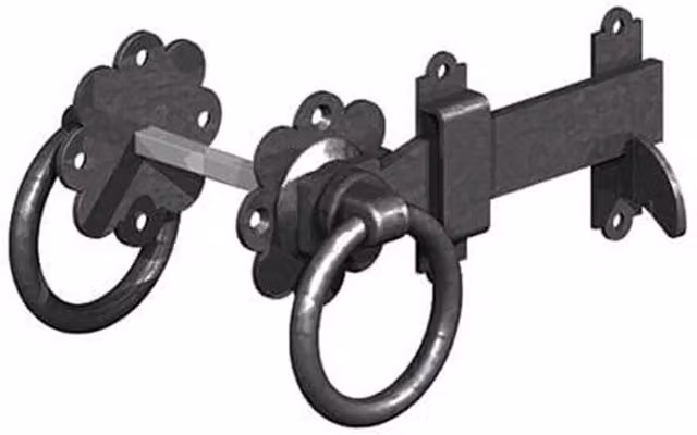 GateMate Matt Black Steel Ring Gate Catch (L) 150mm