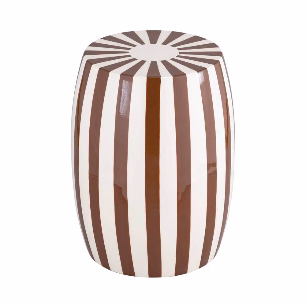 sweeek Modern Round Side Table in Two-Tone Brown Enameled Steel, W/D/H: 35 x 35 x 46 cm – 2
