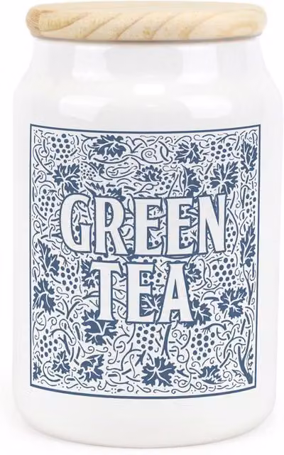 Purely Home Blue and White Floral Ceramic Green Tea Storage Canister