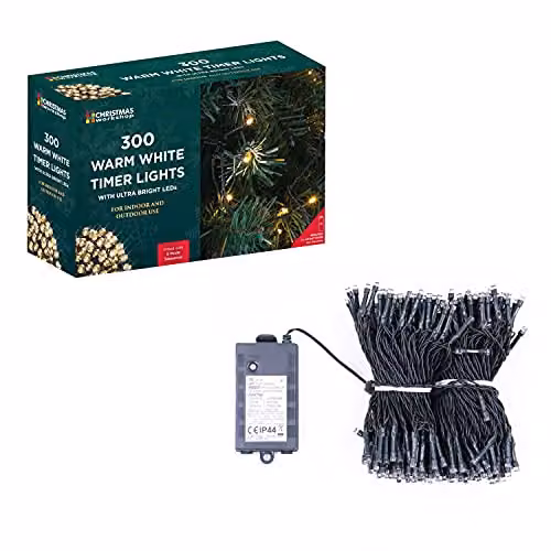 The Christmas Workshop 300 LED Warm White Christmas Tree Lights, 29.9 Metres, Battery Operated, Indoor or Outdoor Decorations – 4