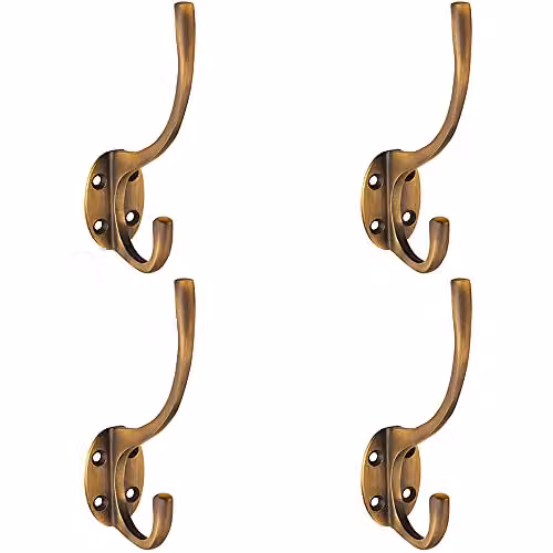 Loops 4 Pack Victorian Hat and Coat Hook on Oval Backplate in Antique Brass
