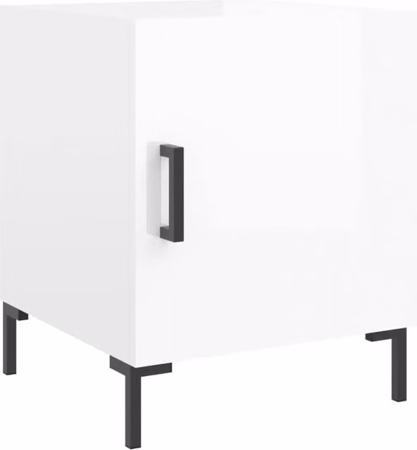 Berkfield Home Modern High Gloss White Bedside Cabinets, 2 Pack, W/D/H: 40 x 40 x 50 cm