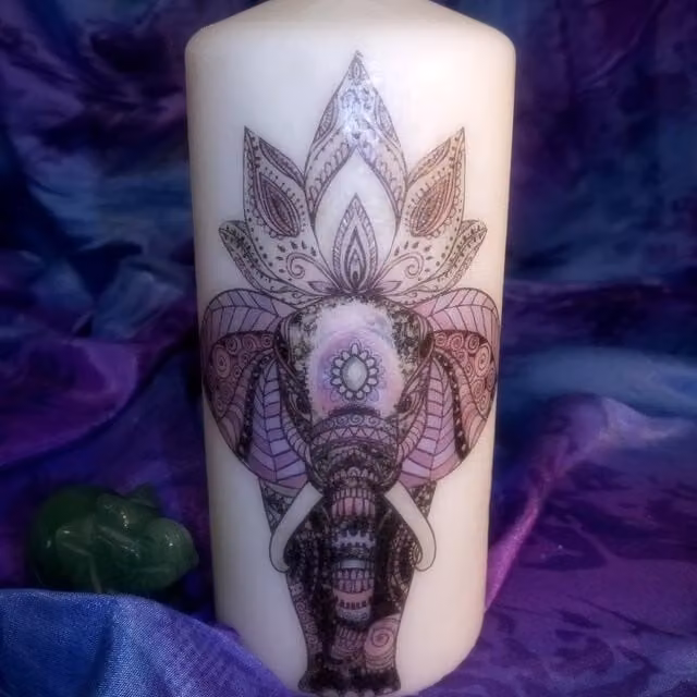 Viki Elephant Pillar Candle Figure in Yellow