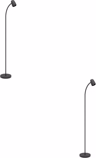 Loops 2 Pack Black Metal Floor Lamps for Reading and Indoor Use, H 170 cm x W 23 cm x D 23 cm