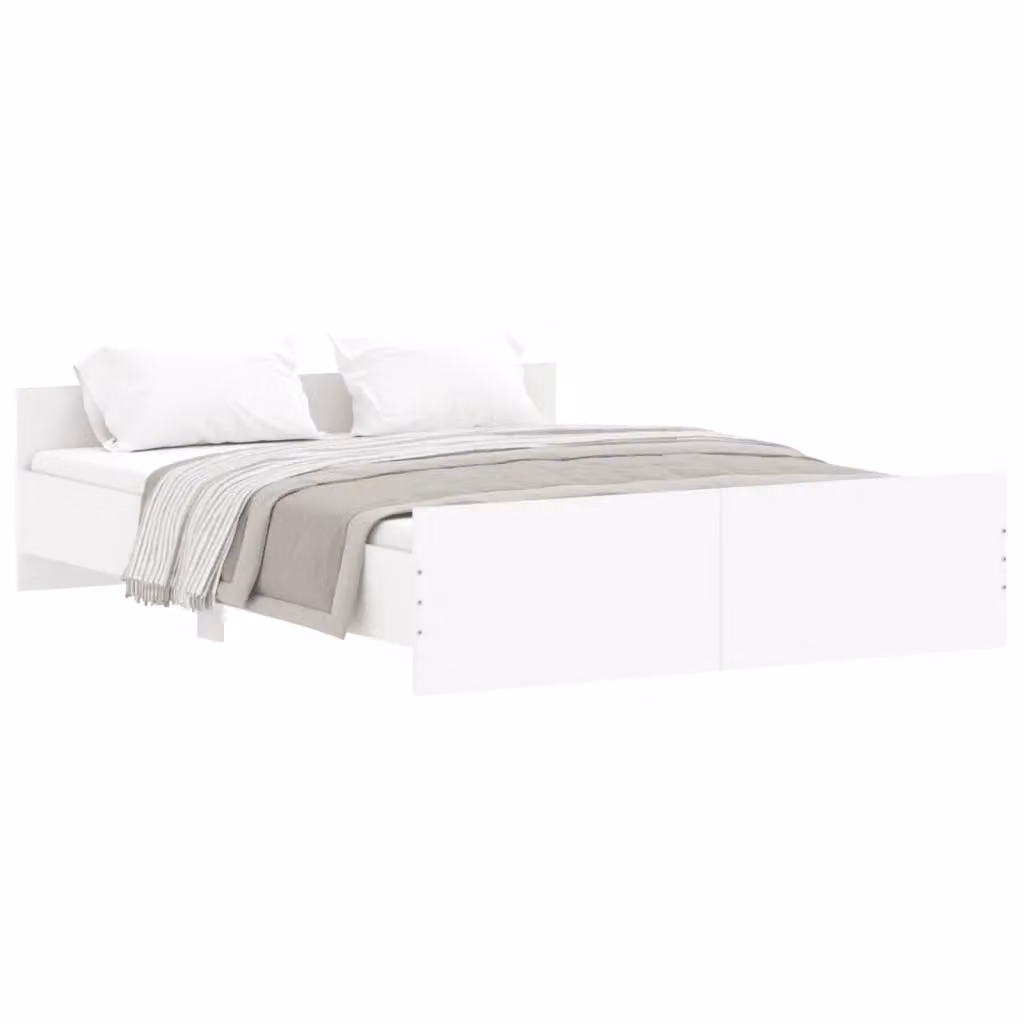 Berkfield Home White Bed Frame with Headboard and Footboard, W: 140 cm, L: 200 cm – 2