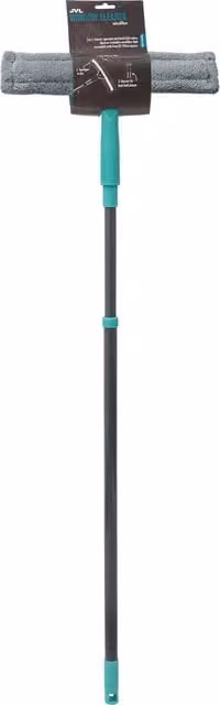JVL Microfibre Window Cleaner Squeegee with Telescopic Handle and Scraper, Grey
