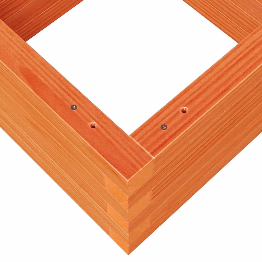 Berkfield Home Garden Planter Tub in Brown and Orange Solid Wood, W/D/H: 40 x 40 x 23 cm – 2