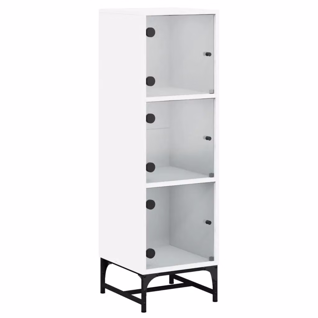 Berkfield Home Modern White Highboard with Glass Doors, W/D/H: 35 x 37 x 120 cm – 2