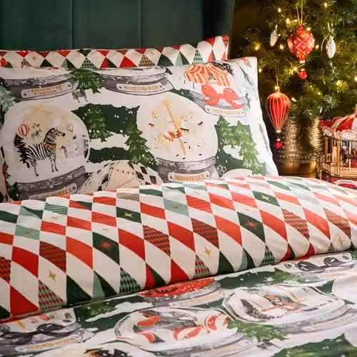 Furn Showtime Festive Reversible Duvet Cover Set, Green and Multicolour, W: 180 cm, H: 200 cm – 2