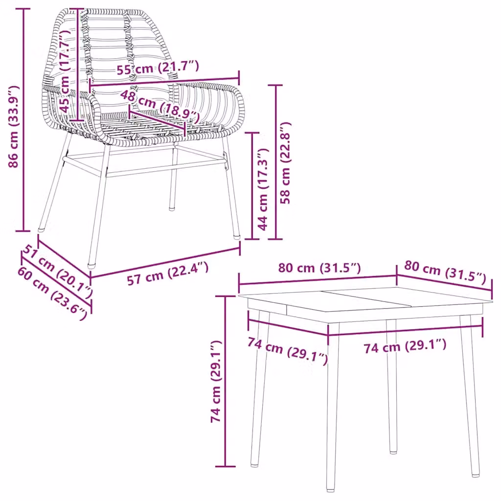 Berkfield Home 5 Piece Modern Garden Dining Set in Black Matt Poly Rattan with Glass Top – 3