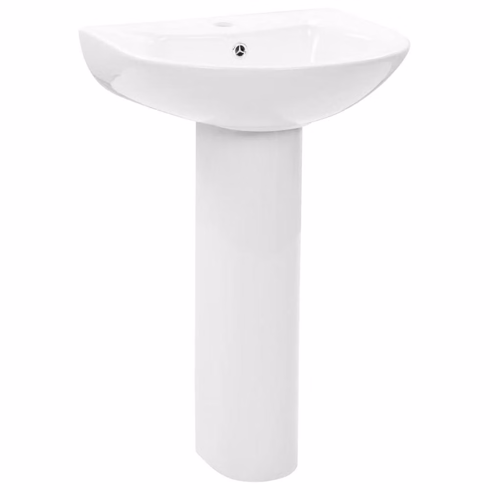 Berkfield Home White Ceramic Freestanding Pedestal Basin W/D/H: 52.0 x 44.0 x 19.0 cm – 2