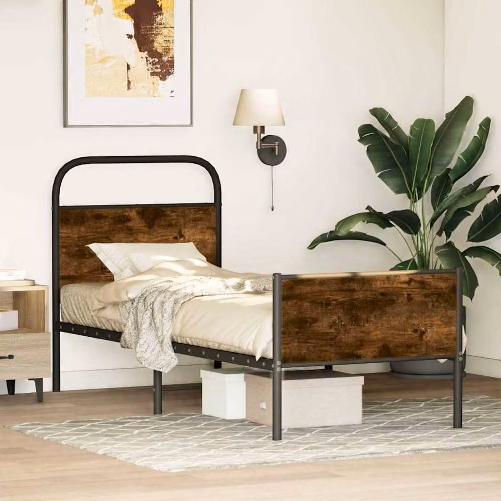 Berkfield Home Sonoma Oak Bed Frame in Brown, W/D/H: 190 x 75 x 75 cm – 2