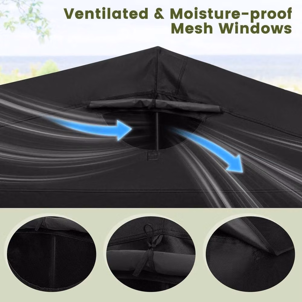 Hinsinc Heavy Duty Portable Motorcycle Outdoor Shelter in Black, W/D/H: 137 x 137 x 190 cm – 6