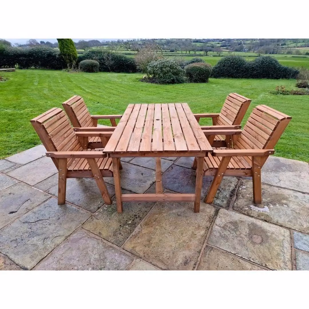 Churnet Valley Garden Furniture Ltd Valley 4XC Brown Treated Hardwood Pine Drop Leaf Table and Cushion Set – 2