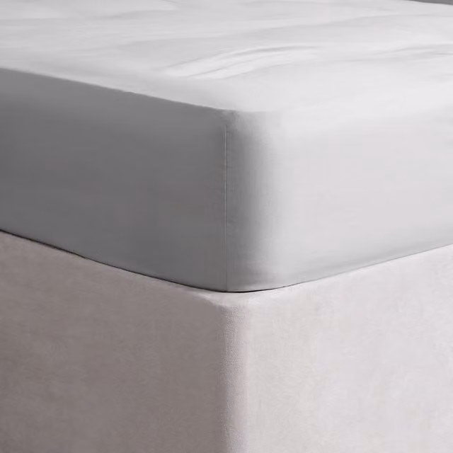 Highams 400 Thread Count Soft Cotton Luxury Fitted Bed Sheet, Silver/Grey, W: 140 cm, L: 200 cm
