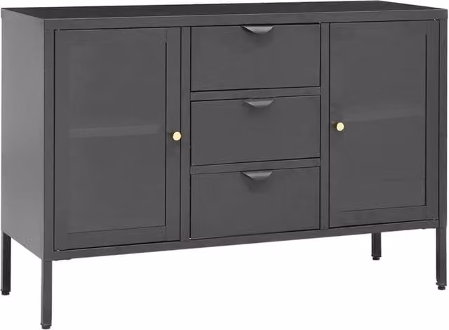 Berkfield Home Anthracite Sideboard in Steel and Tempered Glass, W/D/H: 105 x 35 x 70 cm – 1