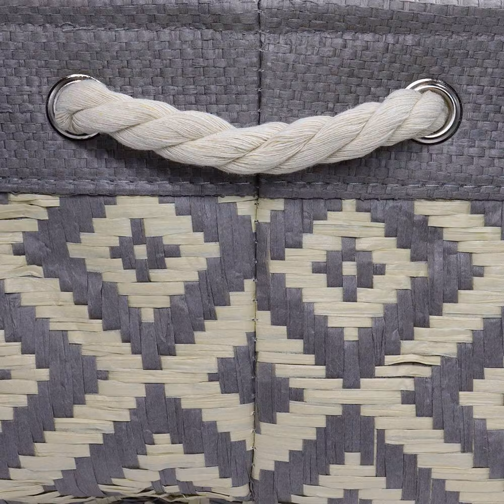 Voltico Grey Woven Diamond Storage Basket in Textured Cotton Rope – 2