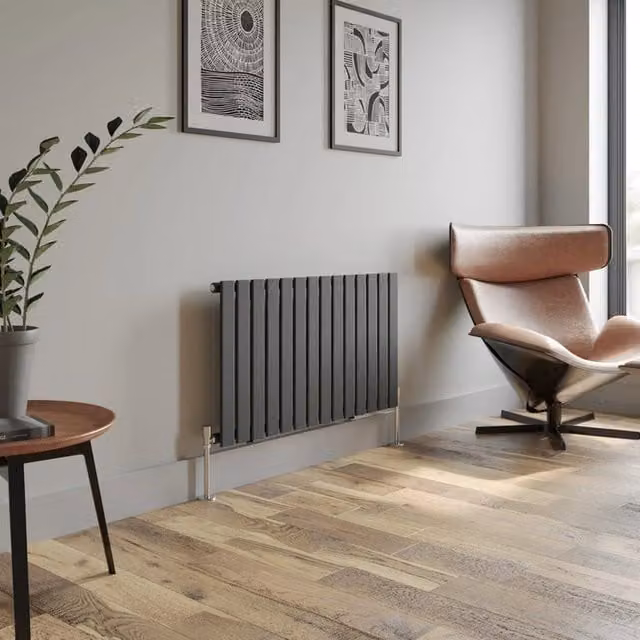 Temprazo Horizontal Single Flat Panel Designer Radiator in Anthracite Grey, W: 760 mm, H: 600 mm