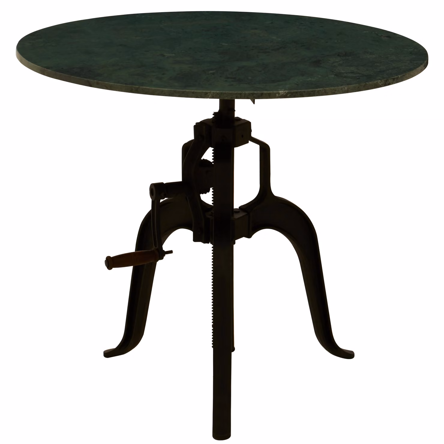 Orsina Industrial Green Marble and Black Metal Round Side Table with Height Adjustable Central Column – 2