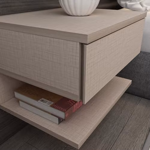 DECOROTIKA Vivid Floating Bedside Table with One Drawer and One Open Shelf, Wall Mounted, Cotton Beige, W/D/H: 45 x 31.39 x 36.8 cm – 2